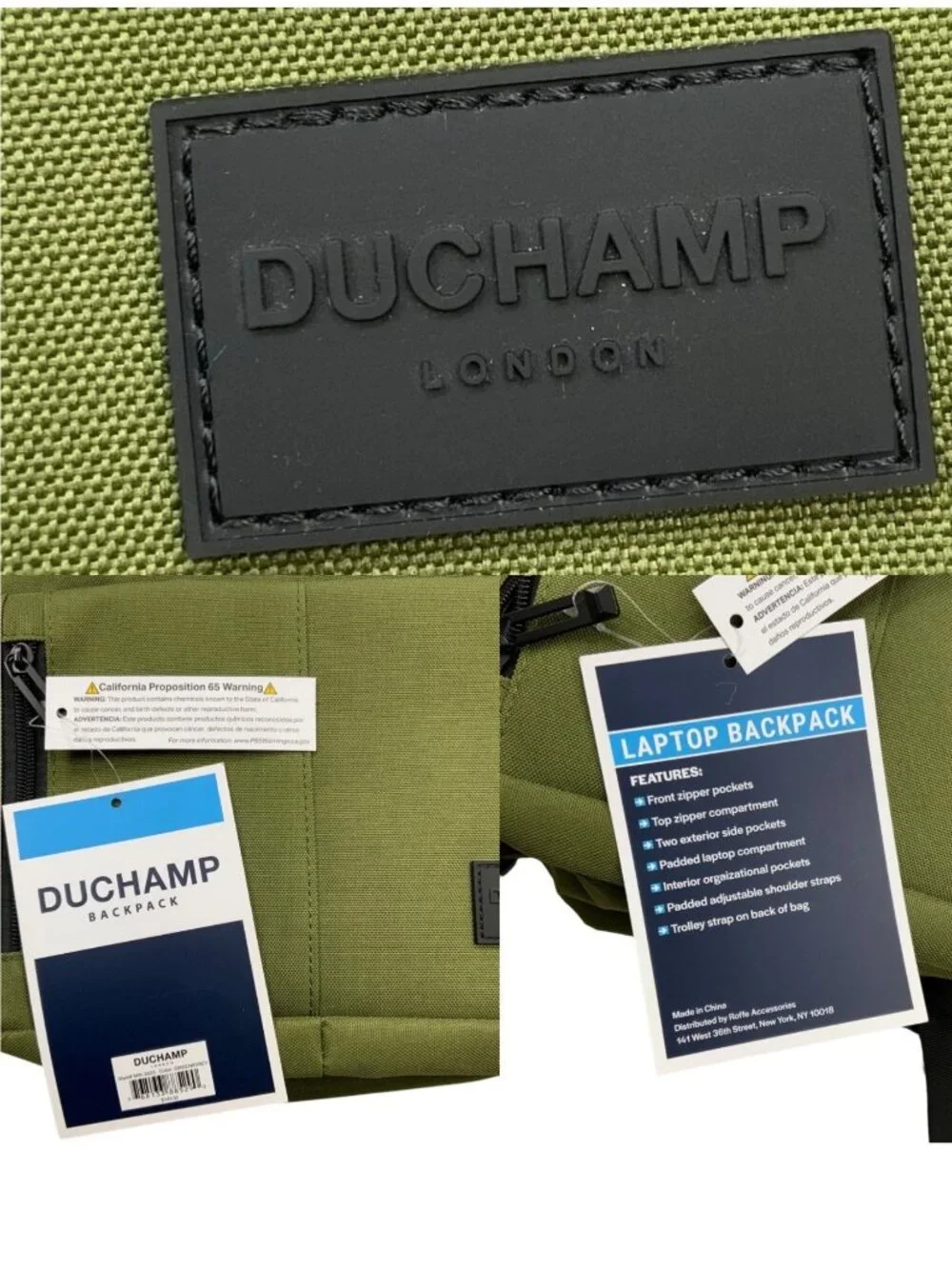 Duchamp London Two Tone Backpack Green Grey NEW
